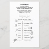 Zwart Wit bruidsfeest Wedding Tijdlijn lijst (Achterkant)