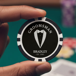 Zwart-wit bruidsjonker huwelijksfeest vrijgezellen poker chips