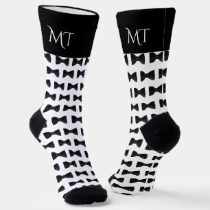 Zwart & Wit Bruidsjonkers Huwelijks Monogram Sokken