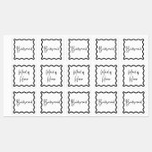 Zwart & Wit, bruidsmeisje & bruidsmeisje Labels (Vel)