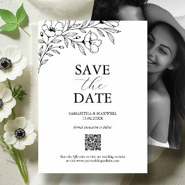 Zwart-wit bruiloft Bewaar de datums met foto Save The Date