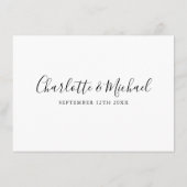 Zwart-wit bruiloft details informatie informatiekaartje (Achterkant)