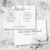 Zwart-wit bruiloft details informatie informatiekaartje