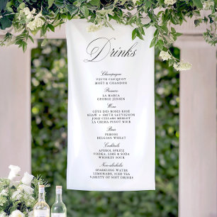 Zwart-wit bruiloft Drinken Bar Menu Banner