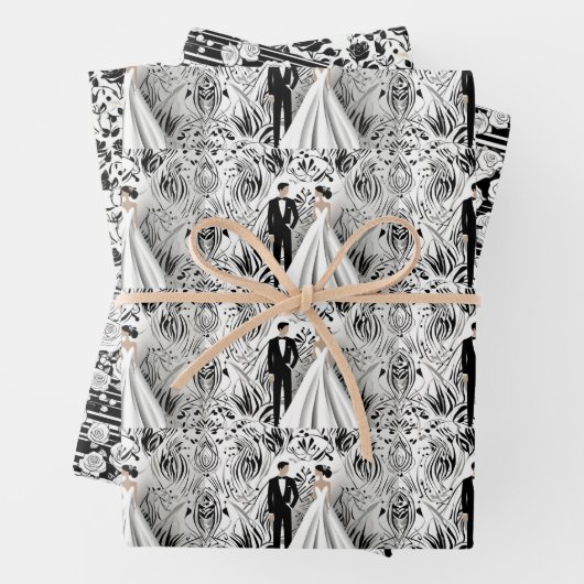 Zwart-wit bruiloft inpakpapier (In situ)