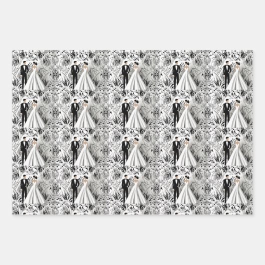 Zwart-wit bruiloft inpakpapier (Voorkant)