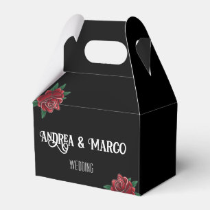 Zwart-wit bruiloft met Tattoos, Roos Tattoo Bedankdoosjes