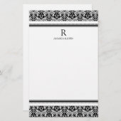 Zwart-wit bruiloft monogram briefpapier (Voorkant / Achterkant)