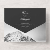 Zwart-wit bruiloft onder de bergen all in one uitnodiging (Achterkant)
