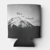 Zwart-wit bruiloft onder de bergen blikjeskoeler (Achterkant)