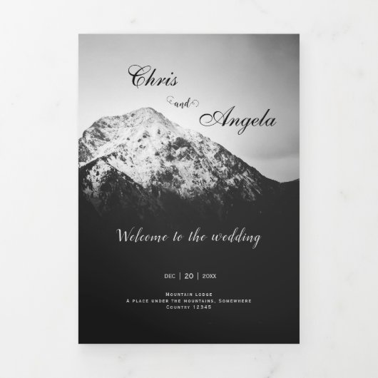 Zwart-wit bruiloft onder de bergen drieluik programma (Cover)