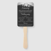 Zwart-wit bruiloft onder de bergen handwaaier (Achterkant)