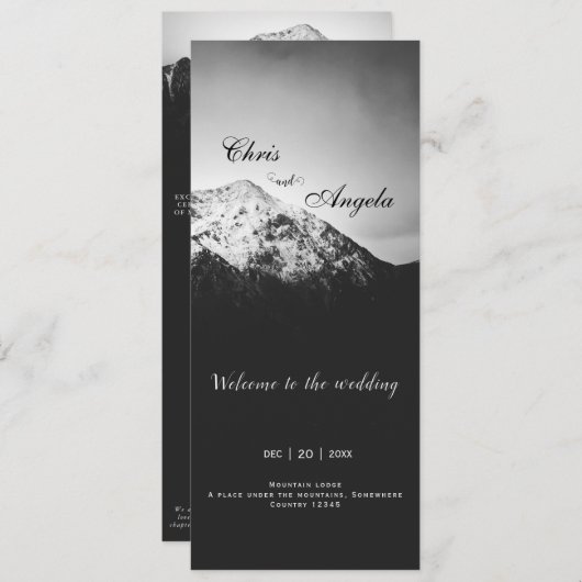 Zwart-wit bruiloft onder de bergen programma (Voorkant / Achterkant)