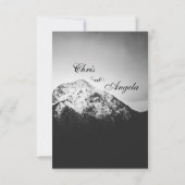 Zwart-wit bruiloft onder de bergen RSVP kaartje (Achterkant)