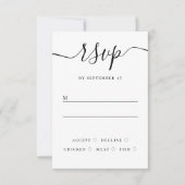 Zwart-wit bruiloft reactie | elegant script RSVP kaartje (Voorkant)
