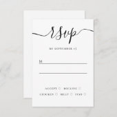 Zwart-wit bruiloft reactie | elegant script RSVP kaartje (Voorkant / Achterkant)
