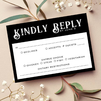 Zwart & Wit Bruiloft RSVP Kaartje