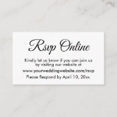 Zwart & Wit Bruiloft RSVP Online Elegant Eenvoudig Informatiekaartje (Voorkant)