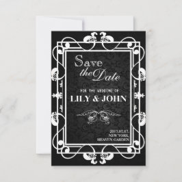 zwart-wit bruiloft save the date