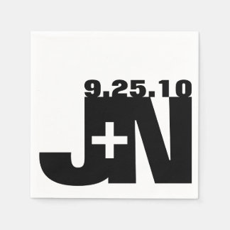 Zwart-wit bruiloft servet