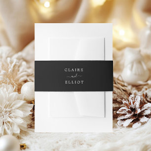 Zwart & Wit Bruiloft Uitnodiging Belly Band Uitnodigingen Wikkel