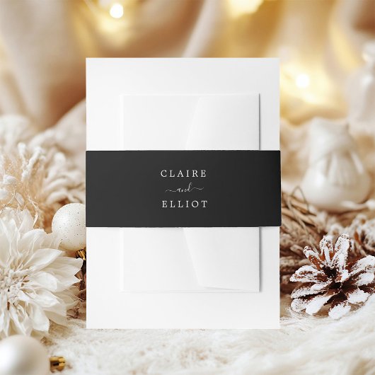 Zwart & Wit Bruiloft Uitnodiging Belly Band Uitnodigingen Wikkel