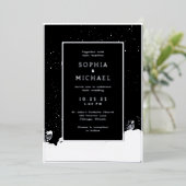 Zwart-wit bruiloft uitnodiging foto sjabloon (Staand Voorkant)