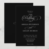 Zwart wit bruiloft uitnodigingen (Voorkant / Achterkant)