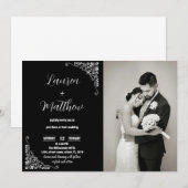 Zwart-wit bruiloft uitnodigingen met foto (Voorkant / Achterkant)