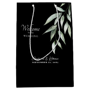Zwart & Wit Bruiloft Welkom Foliage Medium Cadeauzakje