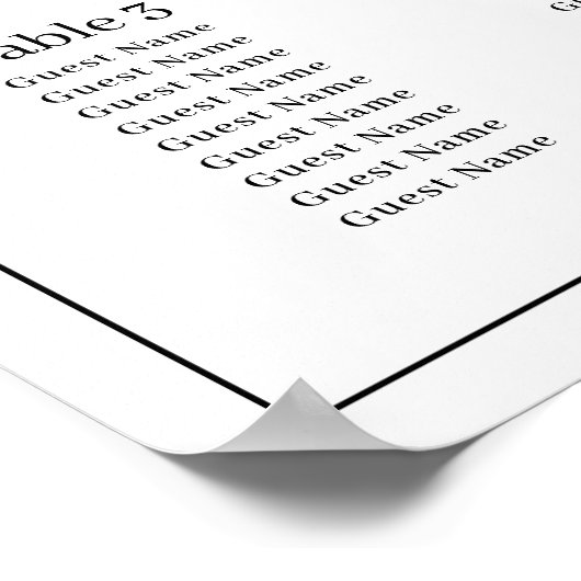 Zwart-wit bruiloft Zitting Grafiek met Script Poster (Hoek)