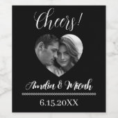 Zwart-wit bruiloftsfoto's hoera wijn etiket (Enkel label)