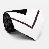 Zwart Wit Bruin Chevron Streep Patroon Stropdas (Opgerold)