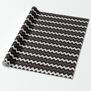 Zwart Wit Bruin Chevron Stripe Cadeaupapier