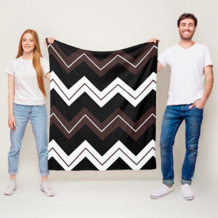 Zwart Wit Bruin Chevron Stripe Fleece Deken