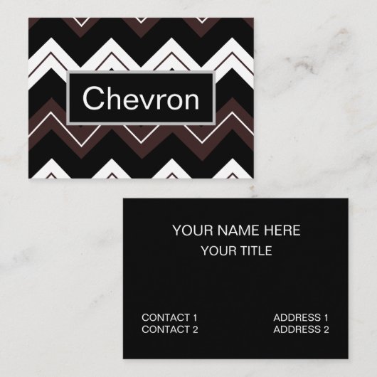Zwart Wit Bruin Chevron Stripe Visitekaartje (Voorkant / Achterkant)