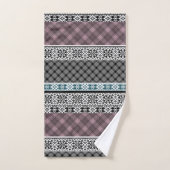 Zwart-wit bruin patchwork kant bad handdoek (Handdoek)