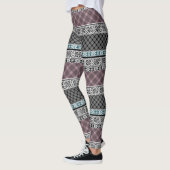 Zwart-wit bruin patchwork kant leggings (Links)
