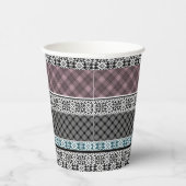 Zwart-wit bruin patchwork kant papieren bekers (Rechts)