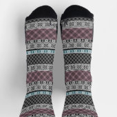 Zwart-wit bruin patchwork kant sokken (Top)