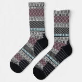 Zwart-wit bruin patchwork kant sokken (Links)