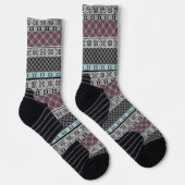 Zwart-wit bruin patchwork kant sokken (Rechts)