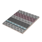 Zwart-wit bruin patchwork kant tegeltje (Zijkant)