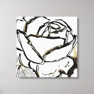 Zwart Wit Bruin Roos Fine Art Modern Minimalist Canvas Afdruk