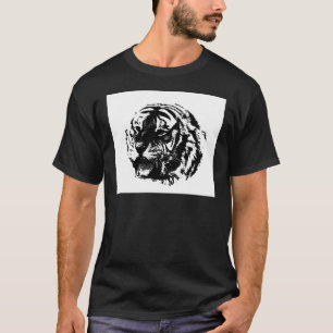 Zwart & wit brullende tijger t-shirt