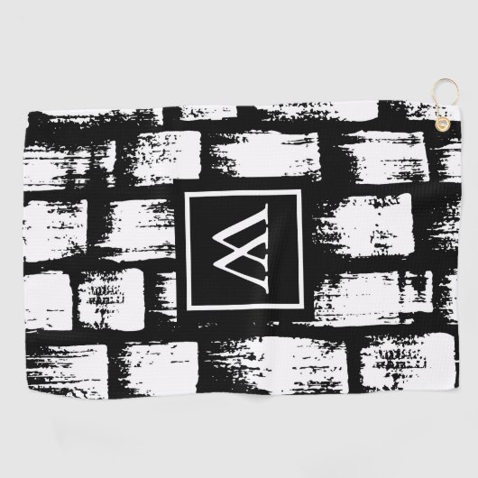 Zwart-wit Brush Abstract Golfhanddoek (Horizontaal)