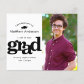 Zwart-wit budget foto afstuderen uitnodiging (Voorkant)