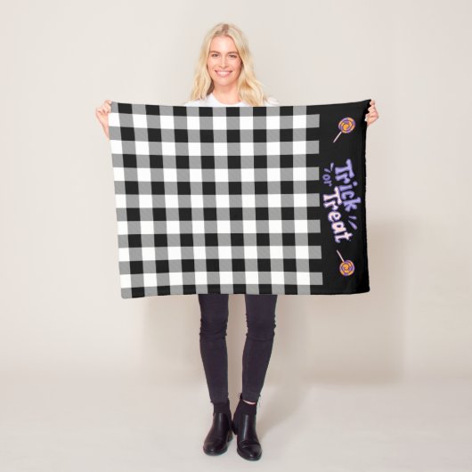 Zwart/wit Buffalo Check Monogram Fleece Deken (In situ)