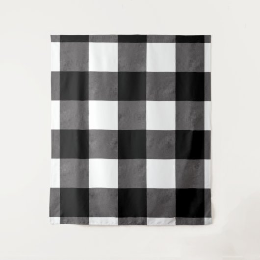 Zwart & Wit Buffalo geruit geruit rustiek Wandkleed (Voorkant)