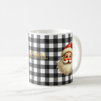 Zwart & Wit Buffalo geruite Kerstman en Elegante n Koffiemok